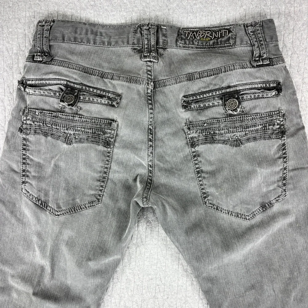 Taverniti So Jeans Mens 31x33 Grey Mec Tape 17 Distressed Straight Denim Pants